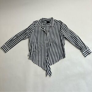 ALEX MARIE striped tie waist button down blouse